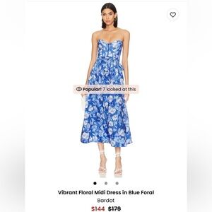 Bardot Vibrant Blue and White Floral Midi Skirt